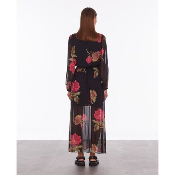 The Kooples Floral Voile Maxi Dress - Black Size 1/ US Small “defects:" - Picture 3 of 12